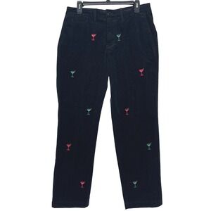 NEW Vineyard Vines ALL OVER MARTINI Corduroy Pants Mens 30x30 Blac Stretch